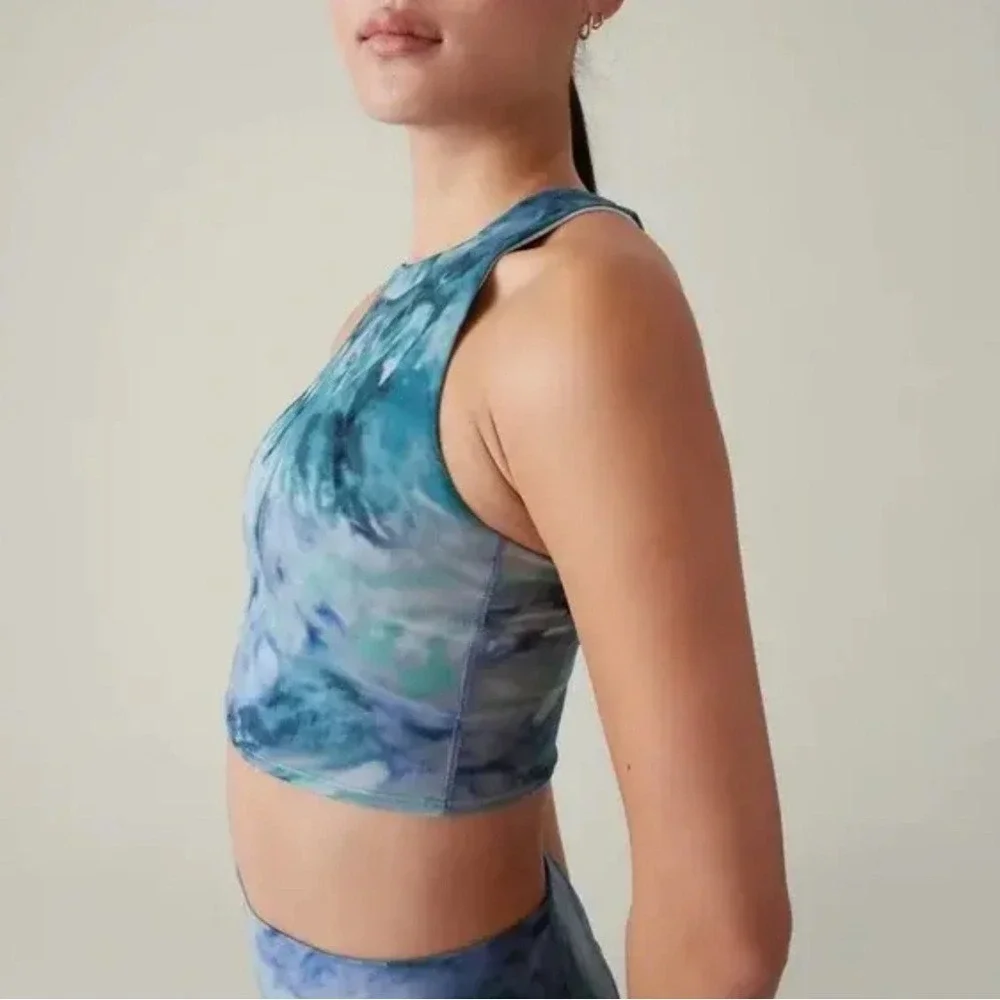 Athleta I Conscious Crop A-C Sports Bra Top I Size XS I‎ Tie Dye Racerback